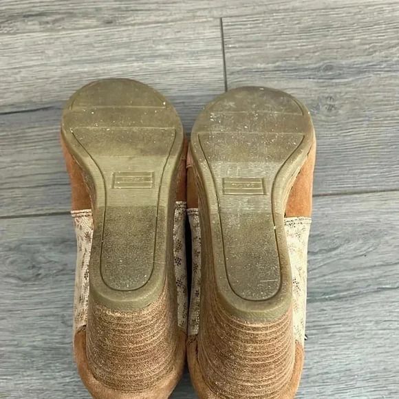 [US8]Toms Desert  Beige/Brown Maple Leaf Pattern Wedge Boots Bootie - Picture 9 of 10